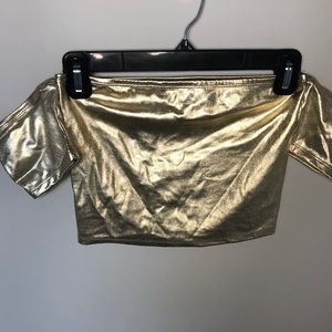 Forever 21 Gold Shiny Crop Top